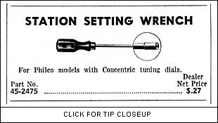 Philco Cone-Centric Tool, Part No. 42-2475.  CLICK FOR TIP CLOSEUP.